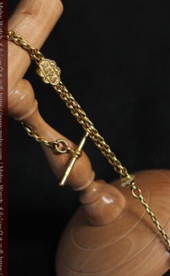 短めの綺麗な作りのアンティーク懐中時計チェーン-C0464-3