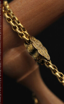 短めの綺麗な作りのアンティーク懐中時計チェーン-C0464-4