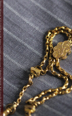 短めの綺麗な作りのアンティーク懐中時計チェーン-C0464-7