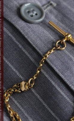 短めの綺麗な作りのアンティーク懐中時計チェーン-C0464-8