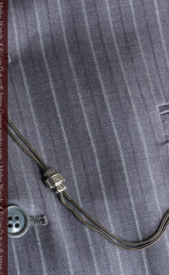 2つのスライド飾り付きの銀無垢アンティーク懐中時計チェーン-C0468-3