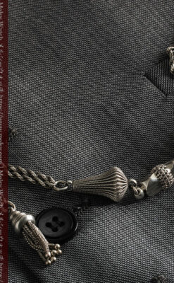 繊細かつ豪華な円錐状の飾り付き銀無垢アンティーク懐中時計チェーン-C0470-2