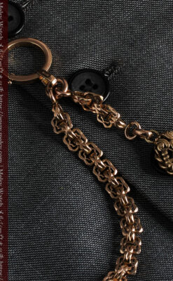 雰囲気ある西欧フランスのアンティーク懐中時計チェーン-C0474-7