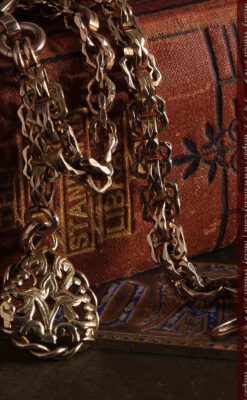 雰囲気ある西欧フランスのアンティーク懐中時計チェーン-C0474-8