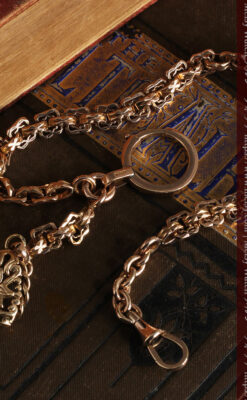 雰囲気ある西欧フランスのアンティーク懐中時計チェーン-C0474-9