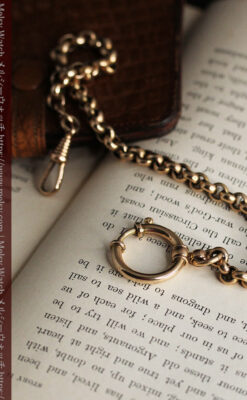 存在感ある大きなリングが付いたアンティーク懐中時計チェーン-C0475-2