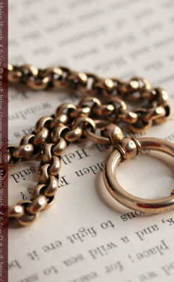 存在感ある大きなリングが付いたアンティーク懐中時計チェーン-C0475-5