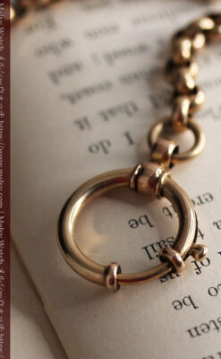 存在感ある大きなリングが付いたアンティーク懐中時計チェーン-C0475-7