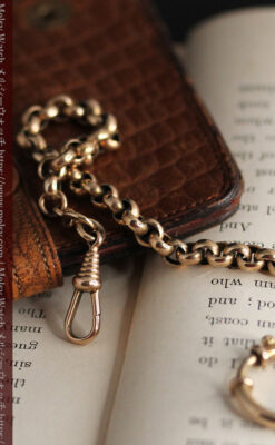 存在感ある大きなリングが付いたアンティーク懐中時計チェーン-C0475-8