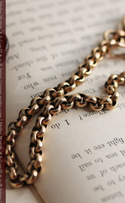 存在感ある大きなリングが付いたアンティーク懐中時計チェーン-C0475-9