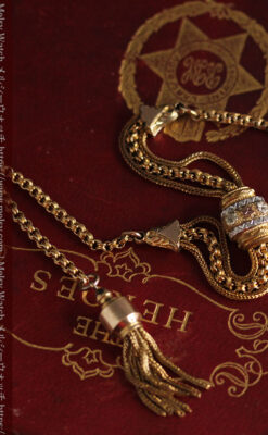 華やかさと上品さを併せ持つ、美しきアンティーク懐中時計チェーン-C0477-10