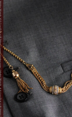 華やかさと上品さを併せ持つ、美しきアンティーク懐中時計チェーン-C0477-3