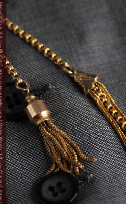 華やかさと上品さを併せ持つ、美しきアンティーク懐中時計チェーン-C0477-7