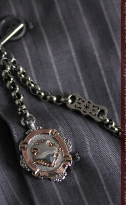 雰囲気の良いアンティークチェーンと2色の銀無垢飾り-C0478-3