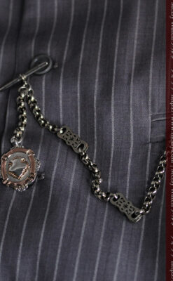 雰囲気の良いアンティークチェーンと2色の銀無垢飾り-C0478-4