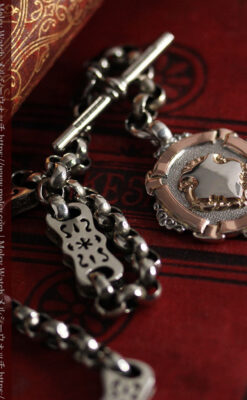 雰囲気の良いアンティークチェーンと2色の銀無垢飾り-C0478-8