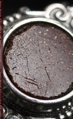 立体的な丸い石飾りの付いたアンティーク銀無垢チェーン-C0479-14