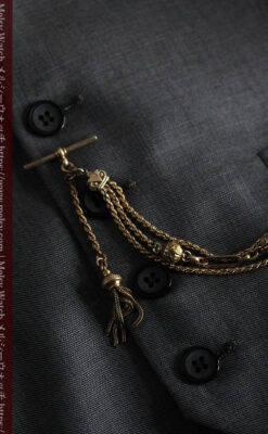 玉飾りなど装飾の綺麗な懐中時計チェーン 飾り付き複線-C0480-2