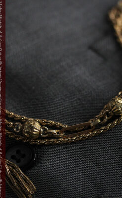 玉飾りなど装飾の綺麗な懐中時計チェーン 飾り付き複線-C0480-3