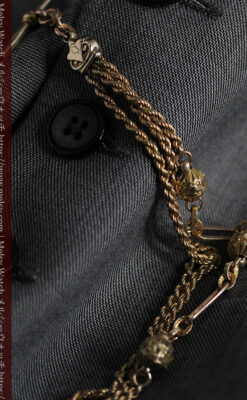 玉飾りなど装飾の綺麗な懐中時計チェーン 飾り付き複線-C0480-7