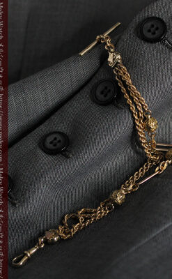 玉飾りなど装飾の綺麗な懐中時計チェーン 飾り付き複線-C0480-8