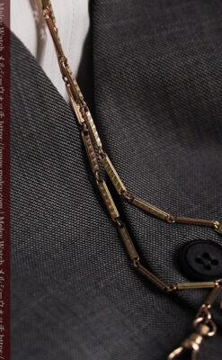 装飾の綺麗な細めの懐中時計チェーン-C0484-9