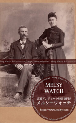 ひげを蓄えた男性と隣に立つ女性 【1900年頃】 懐中時計チェーン-I4094