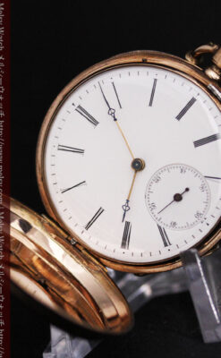 ジュールズマシイのアンティーク金無垢懐中時計・エナメル装飾-P2105-14