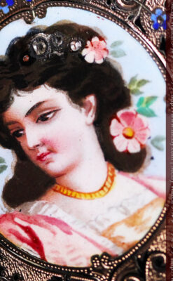 ジュールズマシイのアンティーク金無垢懐中時計・エナメル装飾-P2105-19