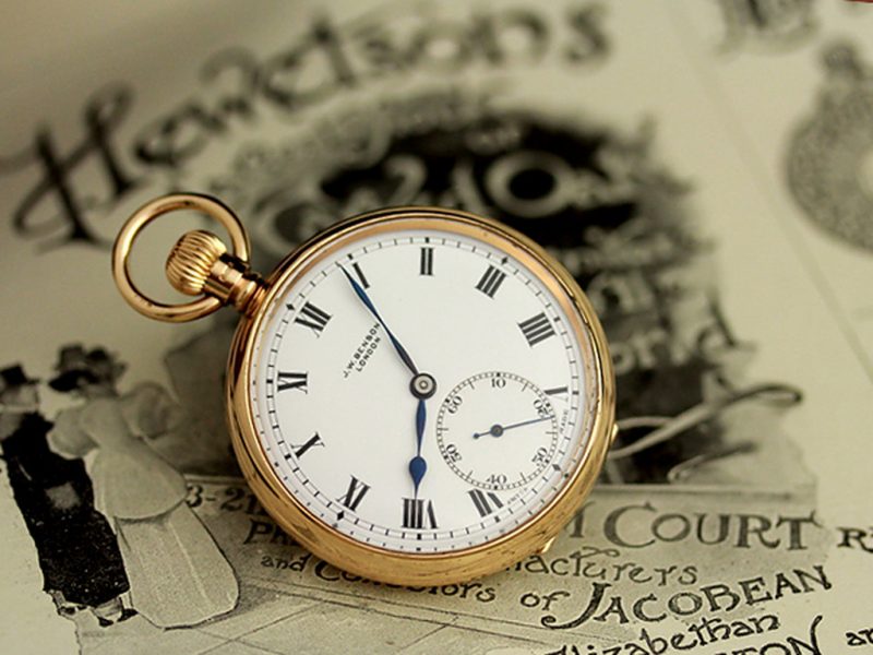 ベンソン 素朴で大きな9金無垢アンティーク懐中時計 【1928年頃】