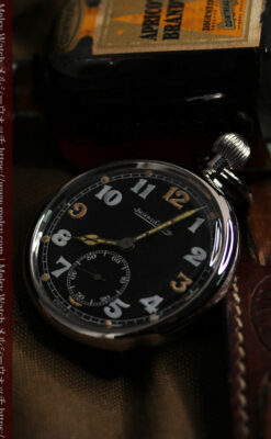 ジャガールクルト 英国陸軍アンティーク懐中時計 【1940年頃】黒文字盤-P2138-14