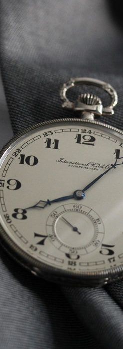 IWC 艶のある上品な銀無垢アンティーク懐中時計 【1927年頃】-P2140-2
