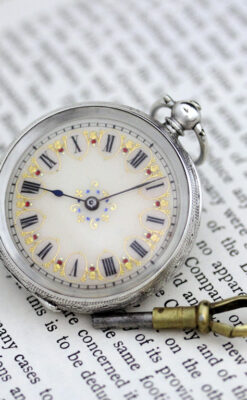 スイス製の銀無垢アンティーク懐中時計-P2200-1