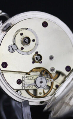 スイス製の銀無垢アンティーク懐中時計-P2200-17