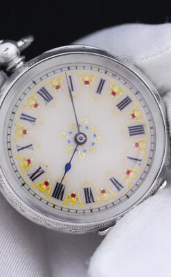 スイス製の銀無垢アンティーク懐中時計-P2200-5