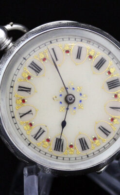 スイス製の銀無垢アンティーク懐中時計-P2200-8