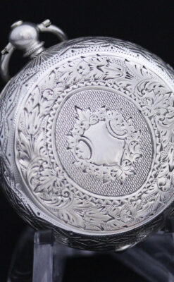 スイス製の銀無垢アンティーク懐中時計-P2200-9