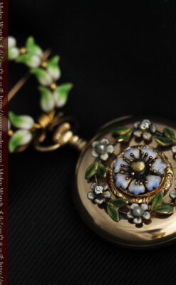 ロンジン金無垢装飾付きのアンティーク懐中時計-P2251-14