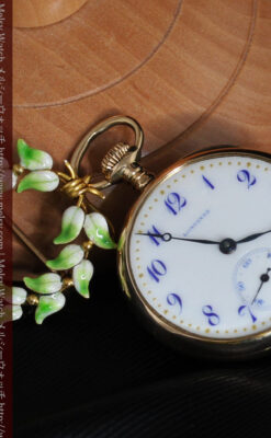 ロンジン金無垢装飾付きのアンティーク懐中時計-P2251-15