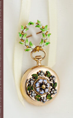 ロンジン金無垢装飾付きのアンティーク懐中時計-P2251-2