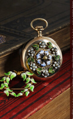 ロンジン金無垢装飾付きのアンティーク懐中時計-P2251-4