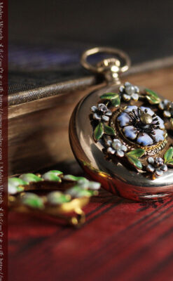 ロンジン金無垢装飾付きのアンティーク懐中時計-P2251-5