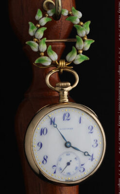 ロンジン金無垢装飾付きのアンティーク懐中時計-P2251-8