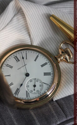 イニシャルIの金細工が美しいウォルサムのアンティーク懐中時計 【1898年製】-P2258-13
