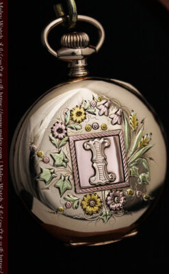 イニシャルIの金細工が美しいウォルサムのアンティーク懐中時計 【1898年製】-P2258-14