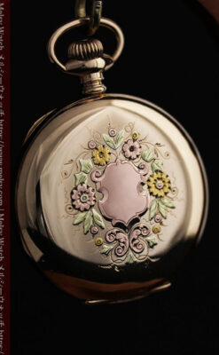 イニシャルIの金細工が美しいウォルサムのアンティーク懐中時計 【1898年製】-P2258-15