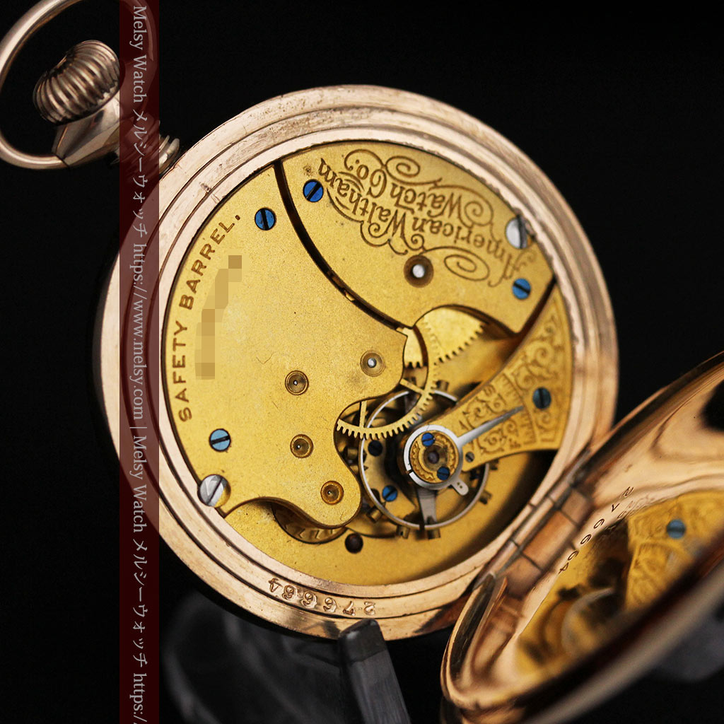 イニシャルＩの金細工が美しいウォルサムの懐中時計 【1898年製】