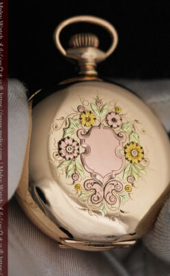 イニシャルIの金細工が美しいウォルサムのアンティーク懐中時計 【1898年製】-P2258-6