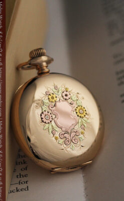 イニシャルIの金細工が美しいウォルサムのアンティーク懐中時計 【1898年製】-P2258-8