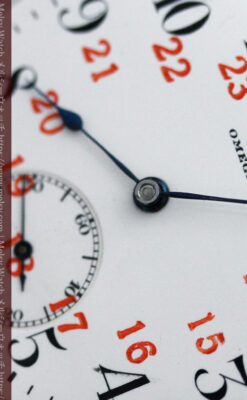 オメガの24時間表示の銀無垢アンティーク懐中時計 【1915年製】-P2259-1